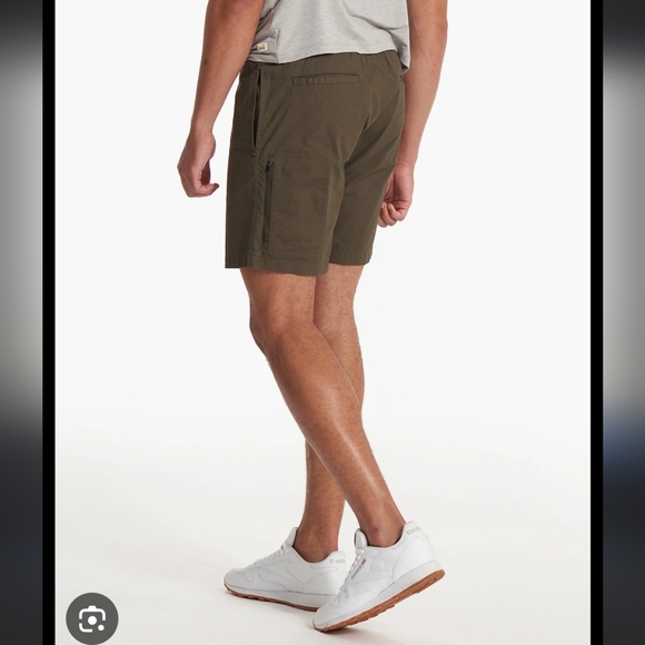 Vuori Dark Oregano/Olive Ripstop Organic Cotton Shorts w/ Teflon Shield Coating - Picture 3 of 9